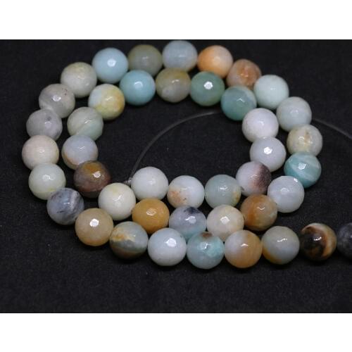 Multicolor amazonite stone 8mm 10mm faceted round loose beads diy women high quality jewelry making findign 15inch B784