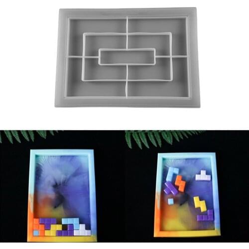 Russian Tetris Silicone Molds UV Epoxy Resin Mold Tray Coaster Casting Mould for DIY Crafts Jewelry Making Game Play Accessories
