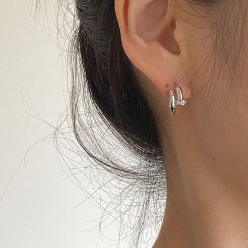 925 Sterling Silver Earring Fashion Zircon Double layer Ear Ring U shape Star Ear Buckle Trend Temperament Woman Girl Ear Jewelr