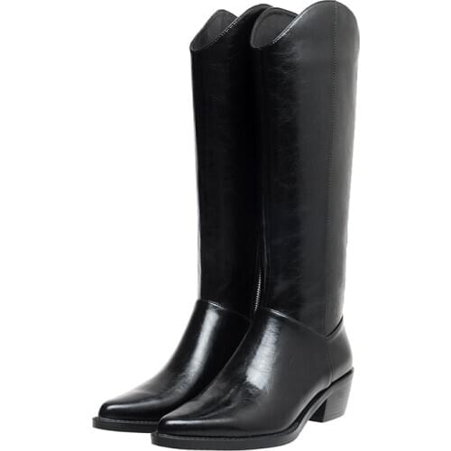 SKLFGXZY New style Genuine leather Female boots The knee boots Western fashion boots Womens boots cowhide Womens shoes