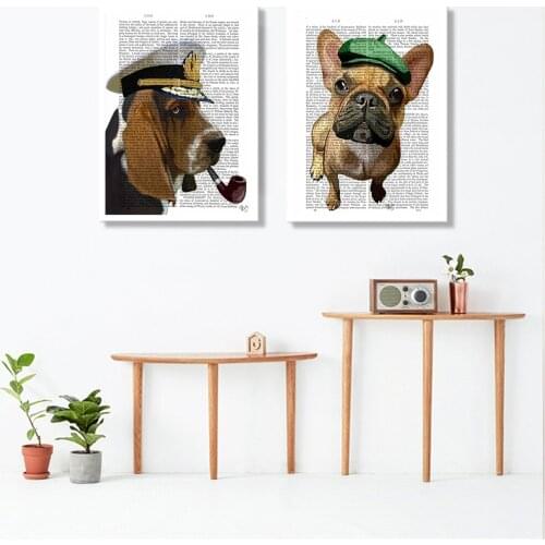 Modern Minimalist Newspaper Dog Poster Nordic Animals Wall Art Print Canvas Painting Wall pictures for Living Room Home Decor