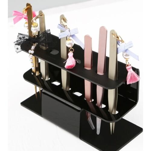 Acrylic Tweezers Storage Rack Black Clear Display Stand Organizer Case Holder Nail Art Showing Shelf Makeup Accessories Tools