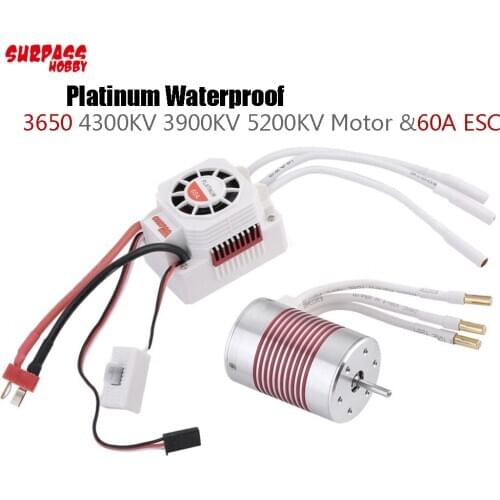 Surpass hobby Platinum Waterproof 4 Poles 3650 4300KV 3900KV 5200KV Brushless Motor with 60A ESC Kit for 1/10 RC Car Truck Toy