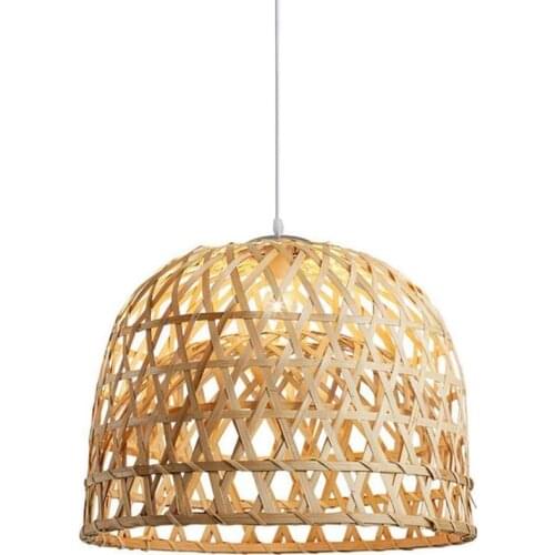 Woven Bamboo Pendant Light,Simple Hand Weaved Pendant Light, Hanging Lamp Rattan Chandelier Pendant Ligh for Dining Room