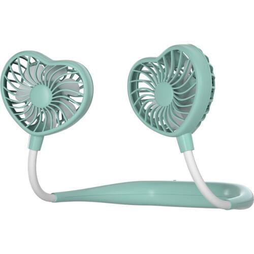 Neck Fan Rechargeable Rotatable Mini USB Round Heart-shaped Personal Fan with 3 Level Air Flow 7 LED for Office Travel Outdoor