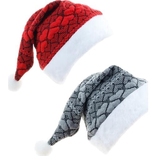 Knit Christmas Hat Love Pattern Fluffy-Plush Claus Fancy Dress Hat Christmas Descoration Navidad