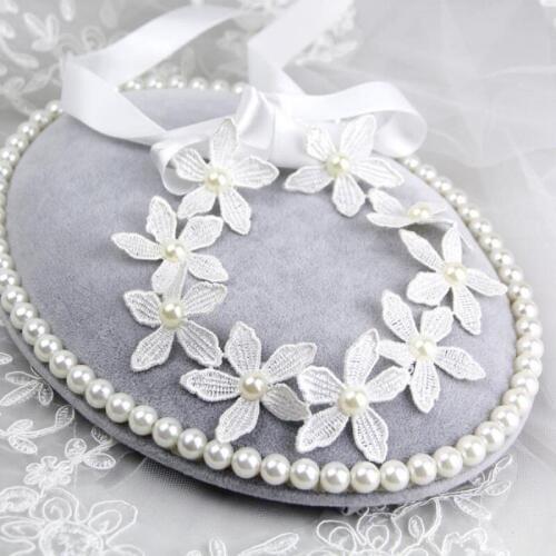 Hot selling High-quality soluble lace bridal headdress lucky star wide 4.5cm pure white lace accessories