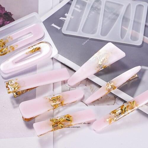 Hair Clip Silicone Mould Crystal Epoxy Resin Jewelry Casting Mold DIY Crafts Girl Temperament Hairpin Headwear Making Tools