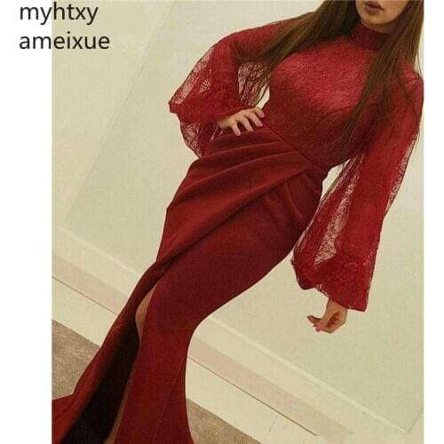 Red New Arrival Plus Sizeevening Custom Dresses Long 2020 Side Slit Robe Event De Soiree Mermaid Dress Burgundy Gown Ever Pretty