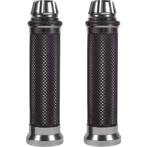 1 Pair Non-Slip Rubber Motorcycle Handle Grips Universal CNC Aluminum Handlebar Hand Grips Replace For 7/8inch Bike Handle Bar