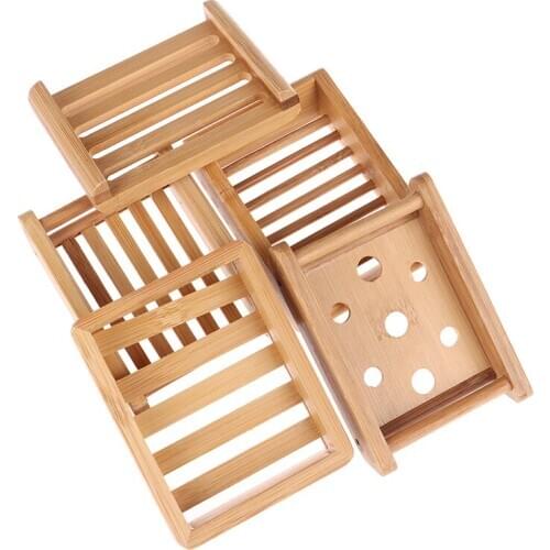 1Pcs Creative Wooden Natural Bamboo Soap Dishes Tray Holder Storage Anti-mildew Drain Bath Kitchen Rack Soap Storage Organizer