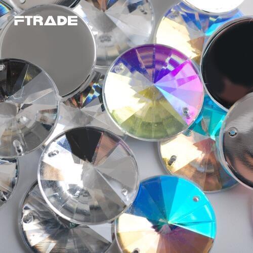 25mm Big Size Acrylic Sew On Crystals 50Pcs/100Pcs Flatback Rhinestone Applique 2 Holes Strass For DIY Clothes Crafts Decoration