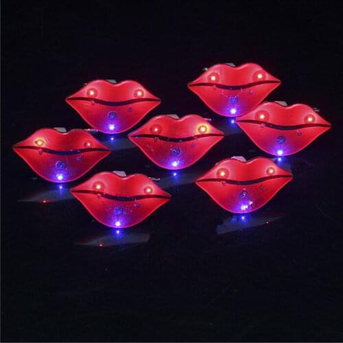 25pcs Cute Red Lip Brooch Pendant Pin Glowing Party Supplies for Backpack Clothes Bag Hat Decoration Gift Halloween Christmas