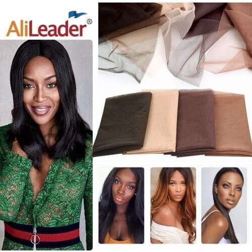 AliLeader 1/4 Yard Swiss Lace For Wig Making Weaving Netting Beige Nude Lace Material Base Foundation Toupee Frontal Closure Net