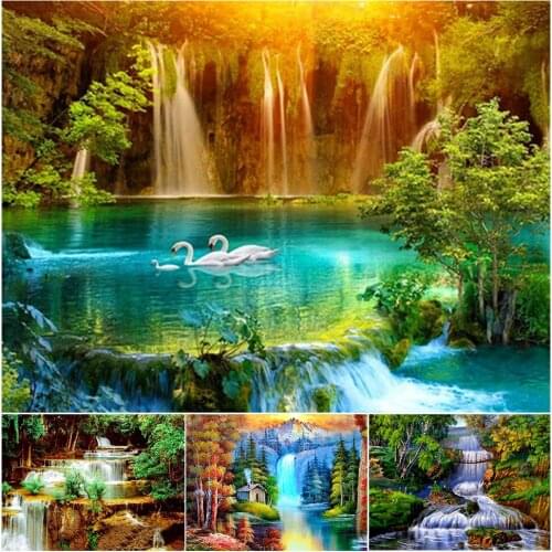 5D DIY Diamond Painting Waterfall Set Landscape Cross Stitch Kit Full Drill Embroidery Mosaic Art Picture of Rhinestones Gift