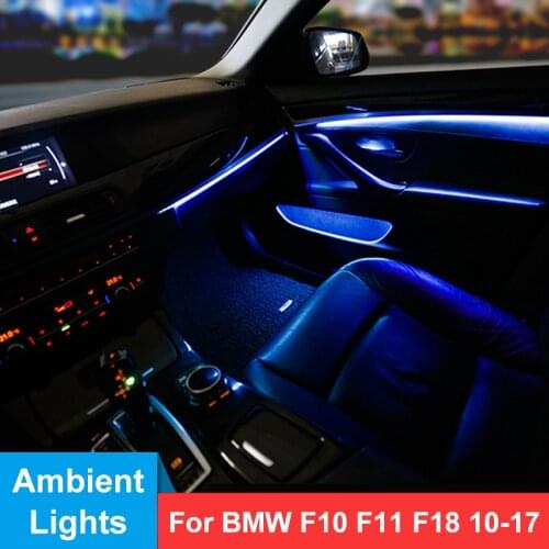 Car Interior LED Ambient Door Bowls Light Stripes Atmosphere Light With 2 Colors For BMW 5 Series F10 F11 F18 Car Accessories