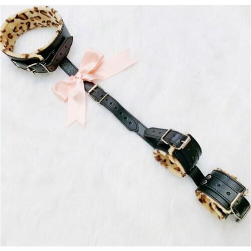 Bdsm bondage Back bowknot set womens erotic sexy lingerie handcuffs Collar for sex games toys for adults wrist cuffs couple toy