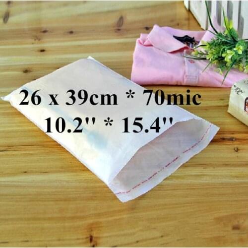 Free Shipping 200pcs/lot 26 x 39cm*70mic Self Adhensive Plastic Clothes Packaging Bag, High Quality White PE Clothing Bag