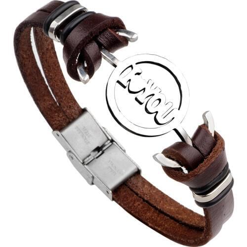 Cuff Bangle I Love You Stainless Steel Unique Male Design Vintage Fashion Cuff Bangle Retro Leather Bracelets Women Men Jewelry
