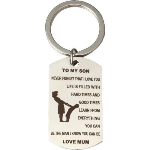 Stainless Steel Military Card Keychain Jewelry Lettering YOU CAN BE THE MAN I KNOW YOU CAN BE LOVE MUM For Men Gift Jewelry