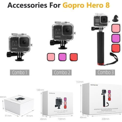 60m Waterproof Protective Diving Case Housing Case Diving Filter Floating Bar for GoPro Hero 8 Black Sports Camera Acessories