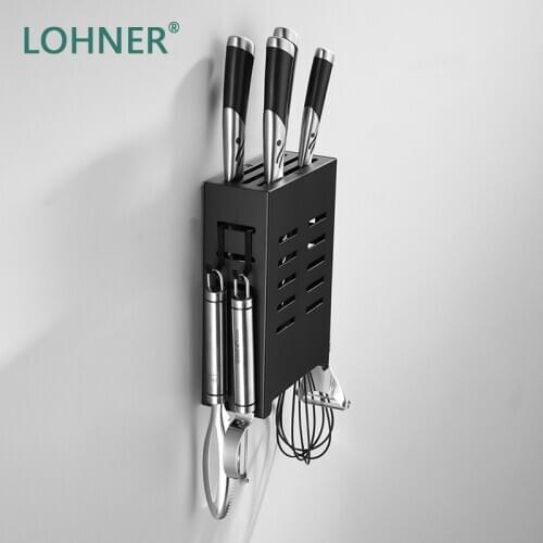 Lohner Knife Holder Shelves Kitchen Accessories Storage Multifunctional Wall Mounted Shelf Organizer Chopsticks Cage Estante