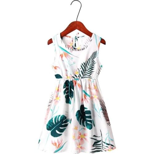 Summer Kids Dresses for Girls Floral Dress Children Cotton Sleeveless Outwear Clothes Baby Girl Regular Turn-down Collar Outfits