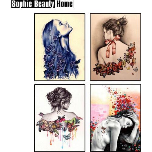 DIY Diamond Cross Stitch Diamond Mosaic Needlework Crafts Girl And Butterfly Full Diamond Embroidery Home Decor 060105