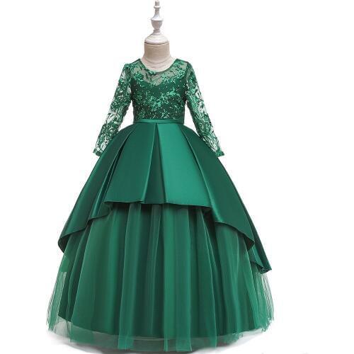 Fancy Flower Long Prom Gowns Teenager Dresses for Girl Children Party Clothing Kids Evening Formal Dress for Bridesmaid Wedding