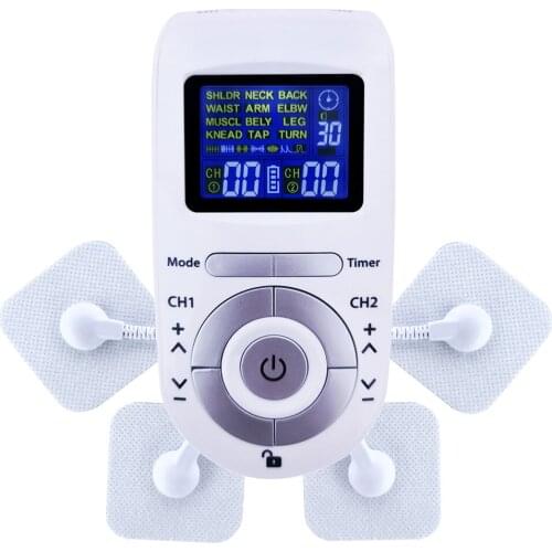 Dual Output Tens Machine for Pain Relief Pulse Massage EMS Muscle Stimulation Tens Electroestimulador 14/4 Electrode Pads HOT