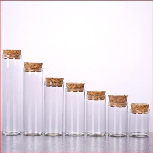 10/15/25/30/40/50/60/80 ml Cute Clear Glass Bottles with Cork Stopper Empty Spice Bottles Jars DIY Crafts Vials 100pcs/lot