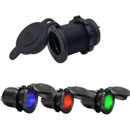 Modified Motorcycle Car Cigarette-Light-Socket 12V24V Universal High Power Car Charger Female Plug With Red Blue Green Lamp