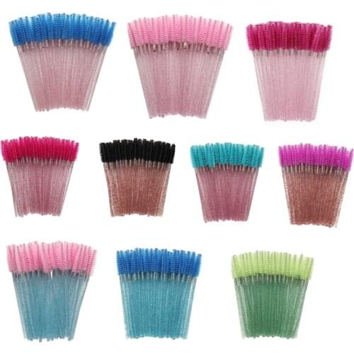 50pcs Crystal eyelash brushes makeup brushes disposable Wands Applicator Diamond Eyelashes brushes Disposable Make Up brushes T