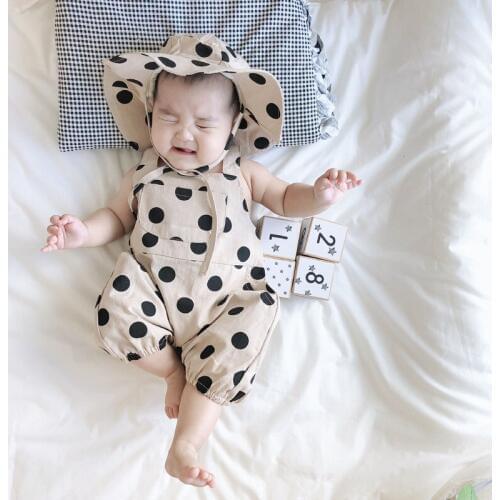 Baby Boys Rompers High-quality Cotton Dot Print Strap Bodysuits 2020 Summer Toddler Girl One-Pieces New Arrival Newborn Romper