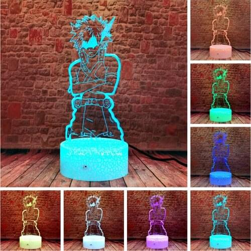Cool 3D Illusion LED Nightlight Flash 7 Colors Change Desk Lamp My Hero Academia Katsuki Bakugo Anime action & toy figures boys