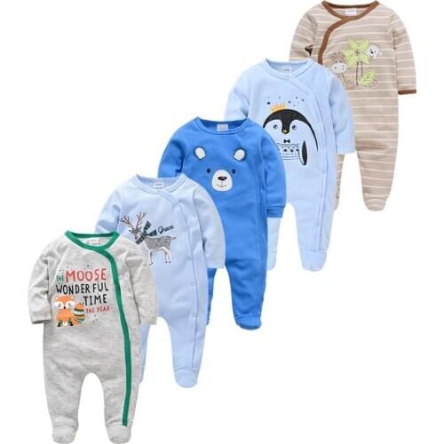 Summer Baby Girl Boy Clothes Set Cotton Broadcloth Pijama Bebe Body Clothing Cartoon Print Baby Unisex Romper 5PCS/SET Sleepers