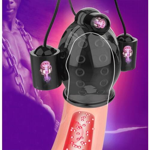 Men Rechargeable Penis Massager with 5 Vibrators Male Masturbator Delay Lasting Glans Trainer Mens Glans Vibrato penis sleeve