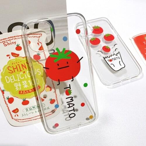 Cute Cartoon Tomato Simple Phone Case For iphone 12 11 Pro Max 7 8 plus Cover For iphone 12mini X XR XS SE Transparent Soft Case