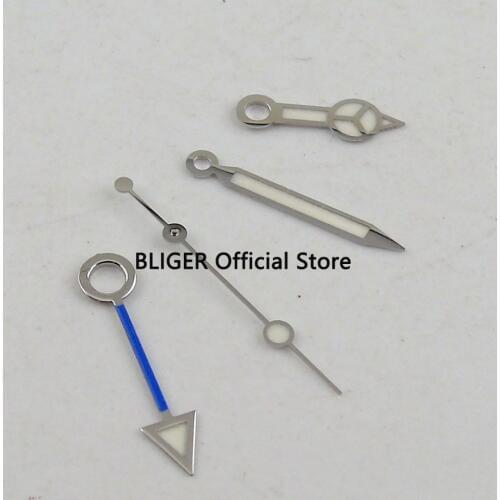 A set stainless steel edge luminous watch hand with Blue GMT Pointer Fit For Mingzhu Automatic Movement Mens Watch H27A