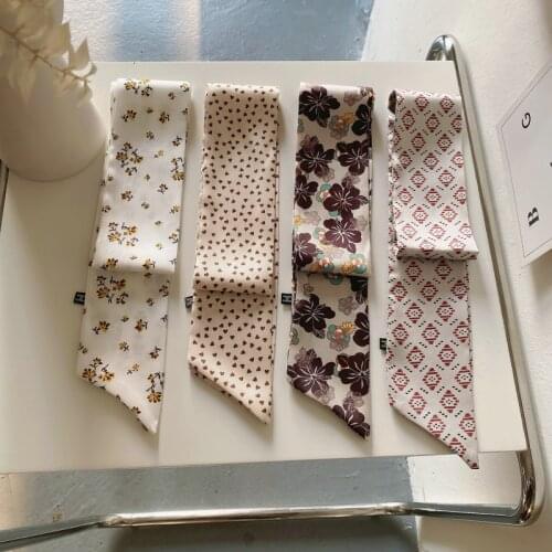 New printing long small scarf scarves fairy wrist ribbon hair band long bag belts women skinny scarf
