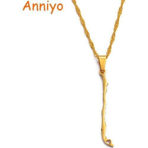 Anniyo Chile Map Pendant Necklaces Gold Color Charm Republic of Chile Jewelry Chilean Gifts #008221