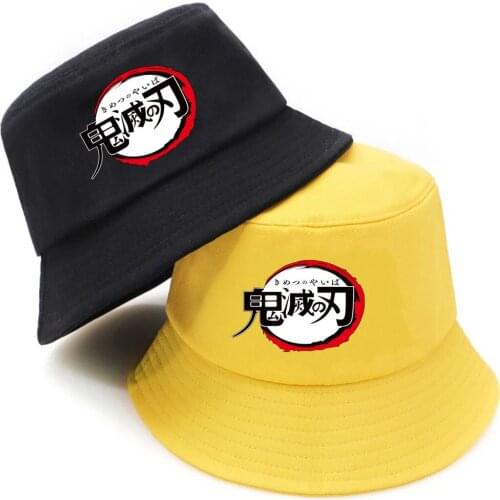 Anime Demon Slayer Bucket Hat teenager Outdoor Fisherman Hats Summer Hip Hop Caps unisex Streetwear bucket caps