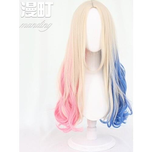 Wigs gradual change cos small ugly woman European and American fashion two color wig female long curly hair set