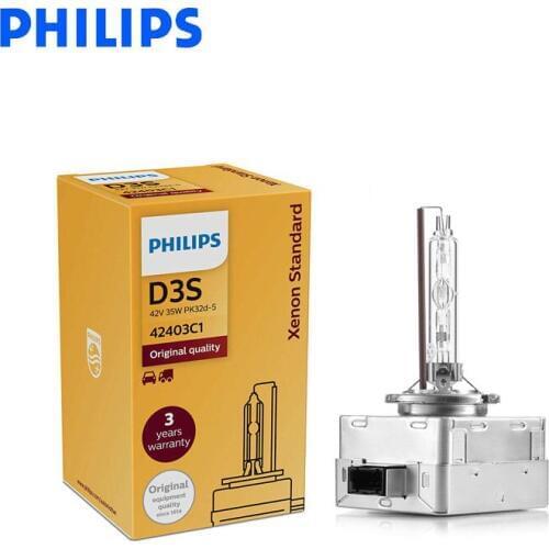 Philips D3S HID 42403 35W Xenon Standard Headlight 4200K Bright White Light Car Original Bulbs ECE Approve, 1X
