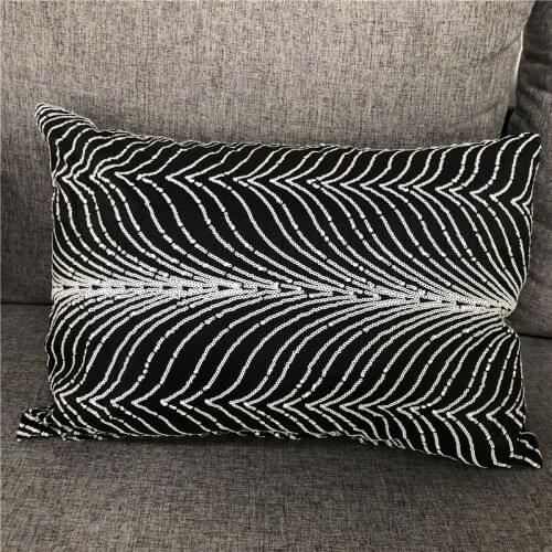 Oblong Silver Glitter Sequins Pillowcases Cushion Cover Throw for Home