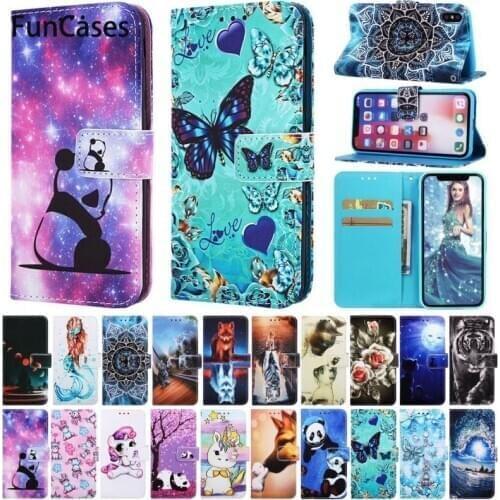 Retro Wallet Phone Case For Samsung Galaxy S10E S10 S9 S8 Plus J6 A7 2018 PU Leather Casual Cat Tiger Fox Panda Coque Bag DP03D
