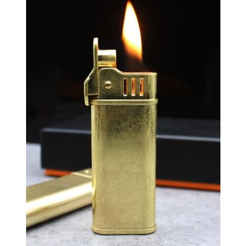 Retro Lighter Brass Kerosene Grinding Wheel Torch Lighter Windproof Mens Gadget Cigarette Accessories