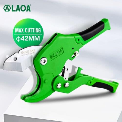 LAOA PVC Pipe Cutter 42mm SK5 Material Aluminum Alloy Body Ratchet Scissors Blade PVC/CPVC/VE/PE House Hand Tools