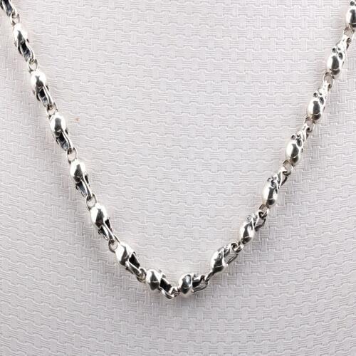 Silver Black Skull Punk Rock Pants Chains Motorcycle Biker chain necklace 925 Sterling Silver Charm Necklace