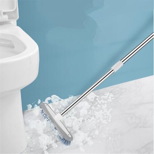 2 in 1 Floor Brush Bathroom Tile Scourer Long Handle Dust Broom Kitchen Stains Brush Hanging Sewage Sweeper Home Cleaning Tools